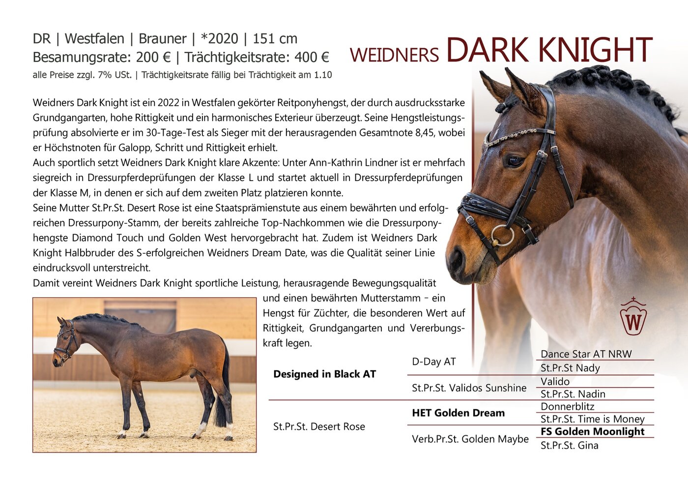 Weidners DARK KNIGHT - Datenblatt